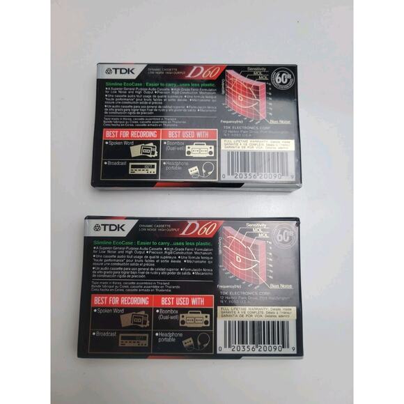 New 2 Pack TDK D60 Normal Position Type I High Output Blank Audio Cassette - Picture 2 of 6